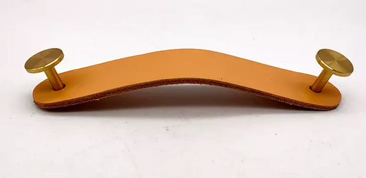 Jaladera de Latón con Piel Natural - Estilo Clásico