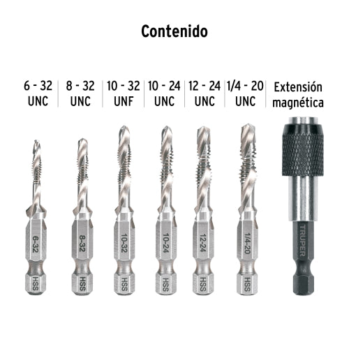 Juego de 6 Brocas HSS con Machuelo - Alta Durabilidad