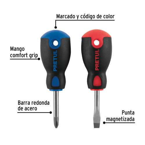 JUEGO DESARMADORES TIPO TROMPO 2 PZAS COMFORT GR
