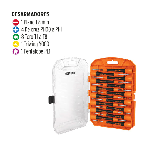 Juego con desarmadores de precisión, 15 piezas