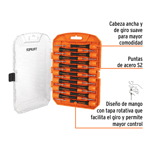 Juego con desarmadores de precisión, 15 piezas