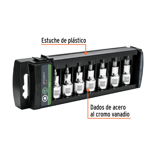 Juego de 7 dados Torx 1/2" - Alta precisión y durabilidad