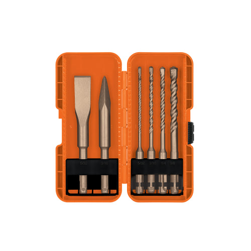 Juego de 6 Brocas y Cinceles SDS Plus con Estuche