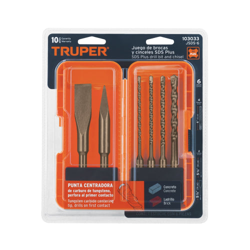 Juego de 6 Brocas y Cinceles SDS Plus con Estuche