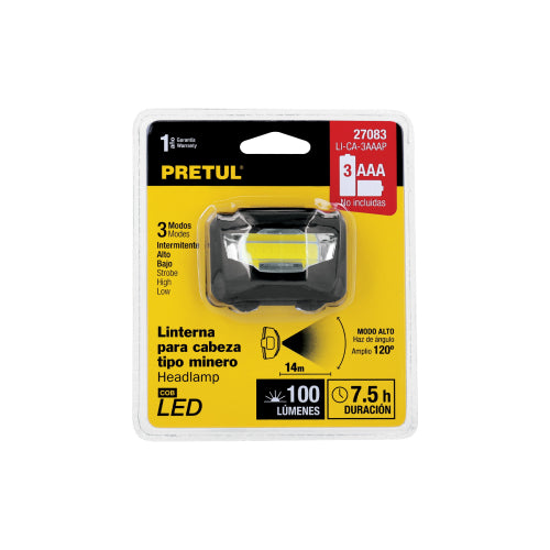 Linterna Minera 3 LED, 65lm, Ligera y Duradera