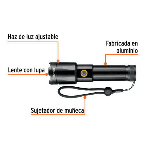 LINTERNA LED RECARGABLE DE ALUMINIO 1,200 LM