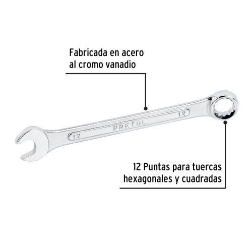 Llave Combinada Pretul 12mm x 140mm - Herramienta Profesional