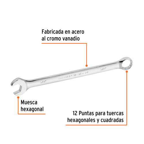 Llave Combinada Extralarga 5/8'' - Acero Cromo Vanadio