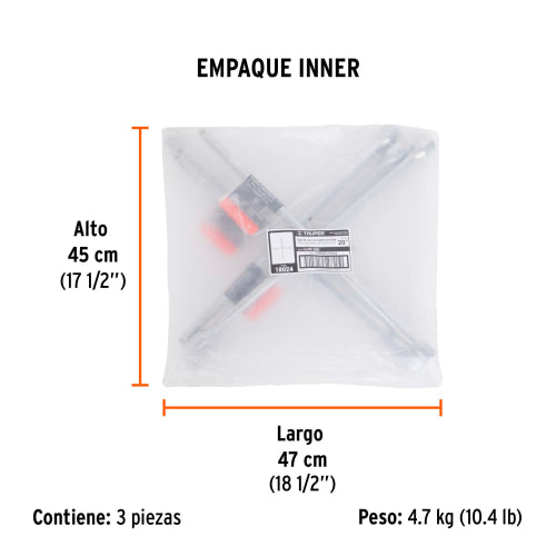 Llave de Cruz 20" Pulida y Cromada | Alta Calidad Herramientas
