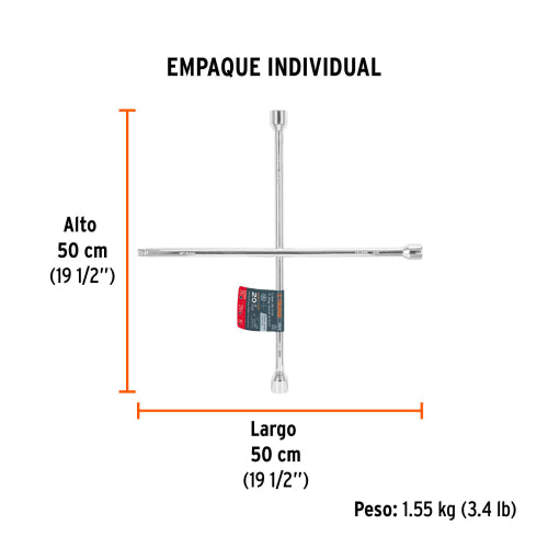 Llave de Cruz 20" Pulida y Cromada | Alta Calidad Herramientas