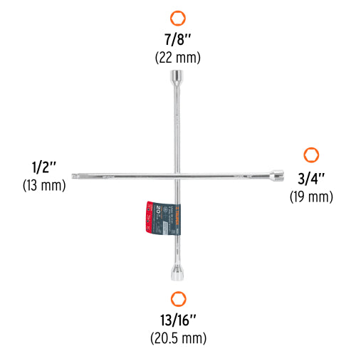 Llave de Cruz 20" Pulida y Cromada | Alta Calidad Herramientas