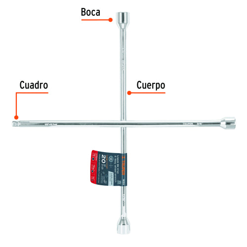 Llave de Cruz 20" Pulida y Cromada | Alta Calidad Herramientas