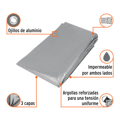 Lona Gris Truper 6x6m - Resistente y Duradera