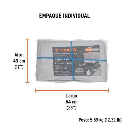 Lona Resistente Truper 6x9 m - Ideal para Cubiertas