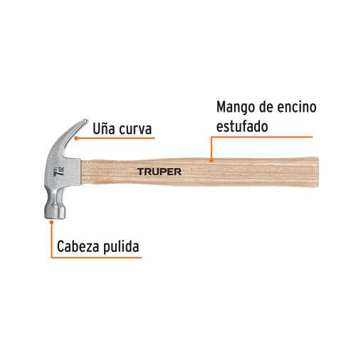 Martillo Pulido Uña Curva 7oz MA-7 | Herramienta Profesional