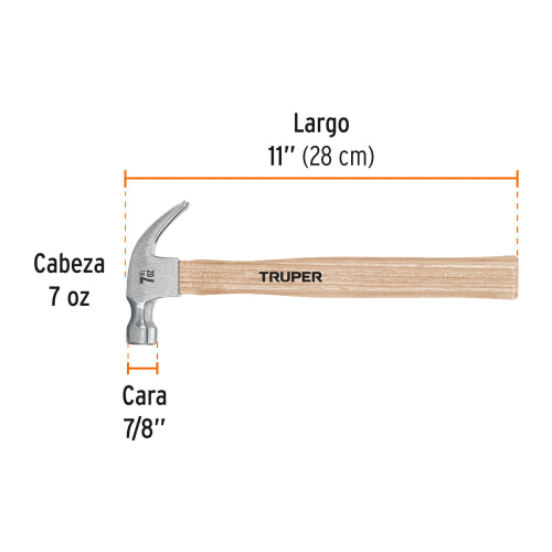 Martillo Pulido Uña Curva 7oz MA-7 | Herramienta Profesional