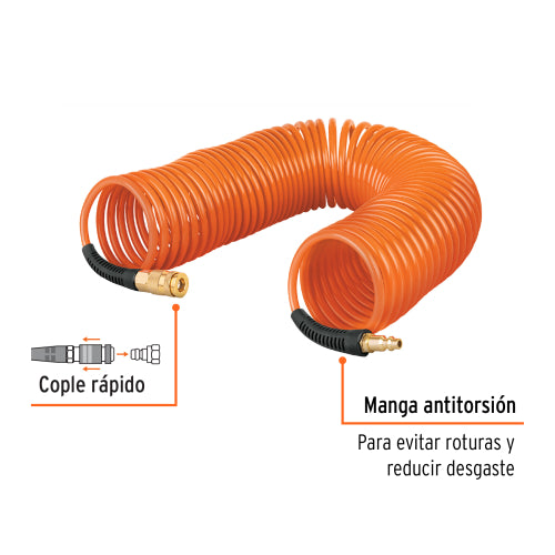Manguera para Compresor Tipo Resorte 7.6m - Alta Resistencia