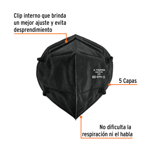Respirador N95 Negro Plegable - Protección Premium