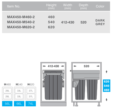 Botes Eurocrg MAX450-M540-2 66L (2x33L) - Calidad Industrial