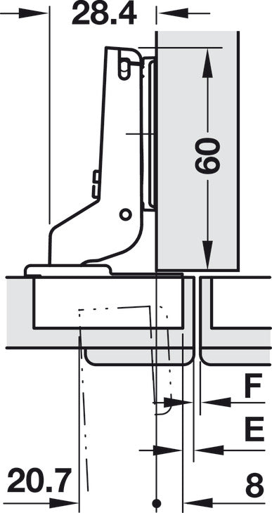 Bisagra Duomatic Cazoleta Montaje Intermedio - Häfele