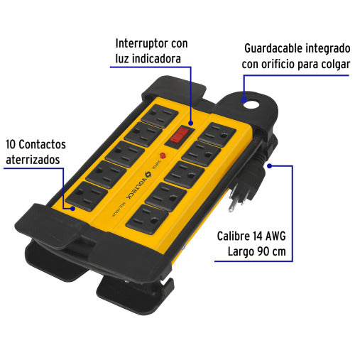 Multicontacto 10 Entradas con Supresor de Picos 1200J