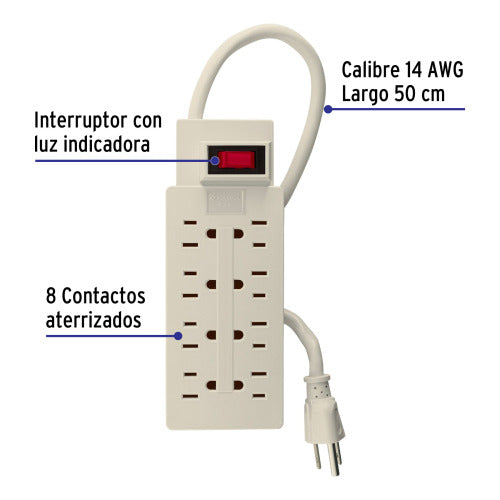 Multicontacto 8 Entradas Voltech — Seguridad y Estilo