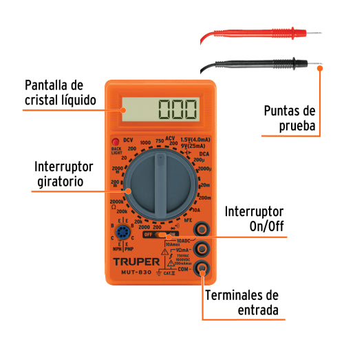 Multimetro Digital Escolar MUT-830