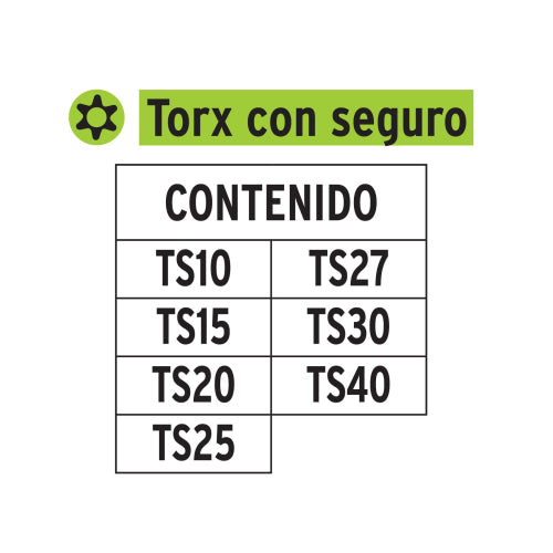 Juego 7 Puntas Torx Acero S2 - Incluye Porta Puntas