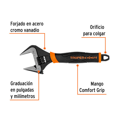 Llave Ajustable Boca Ancha 8" - Herramienta Durable