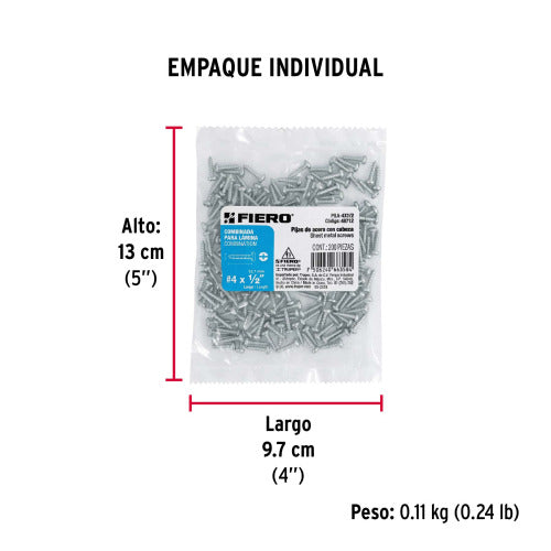 PIJAS PARA LAMINA #4 1/2" CAJA CON 200PZ