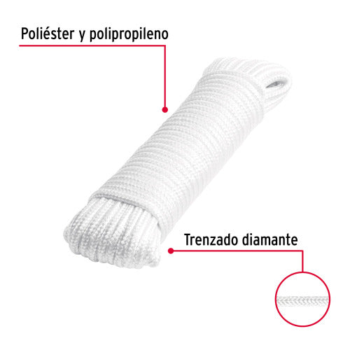 Piola de Poliéster Blanco, 5mm x 15m - Resistencia Duradera
