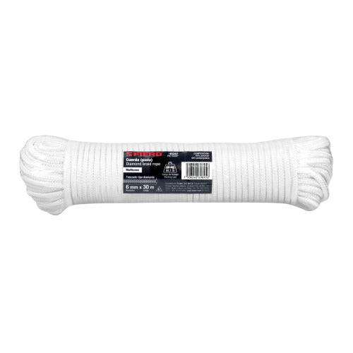 Piola de Poliéster Diamante 6mm x 30m - Blanca | Resistencia Superior