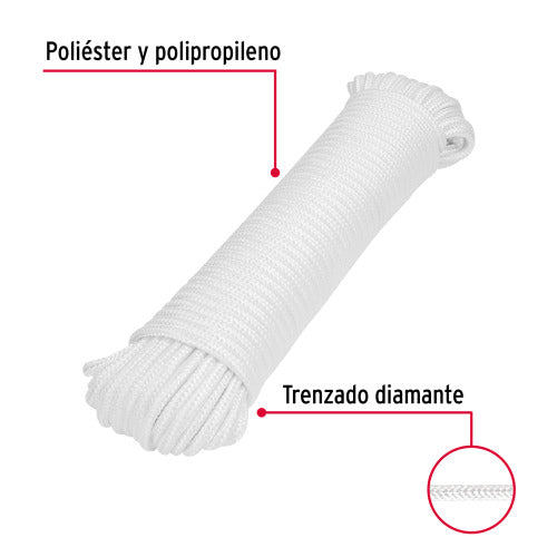 Piola de Poliéster Diamante 6mm x 30m - Blanca | Resistencia Superior