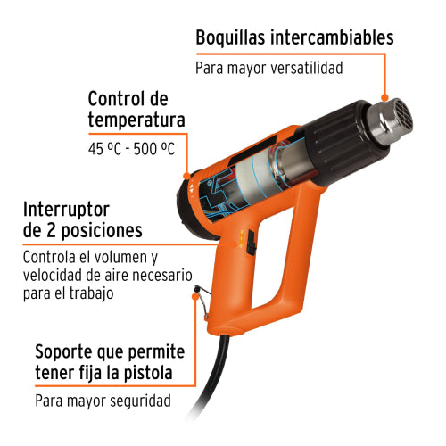 Pistola de Calor Profesional 2000W - Versátil y Potente