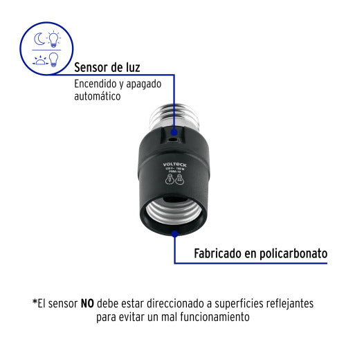 Portalámpara PVC con Sensor de Luz Automático | Voltech