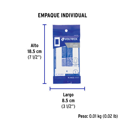 PLACA DE PLASTICO SENCILLA LINEA CLASSIC VOLTEC
