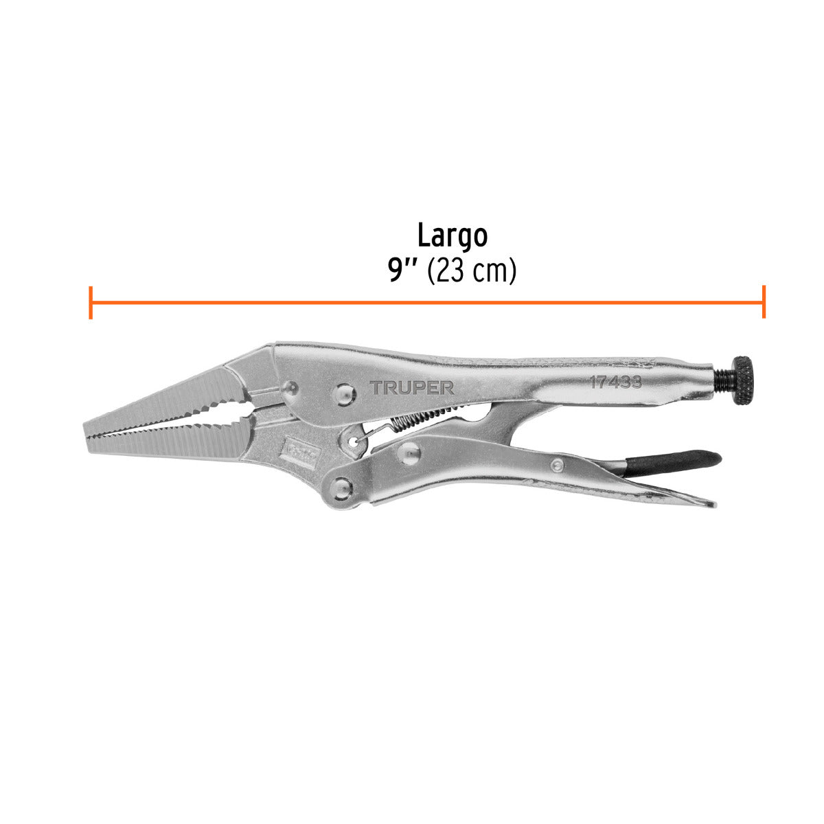 Pinza de presión 9", punta larga