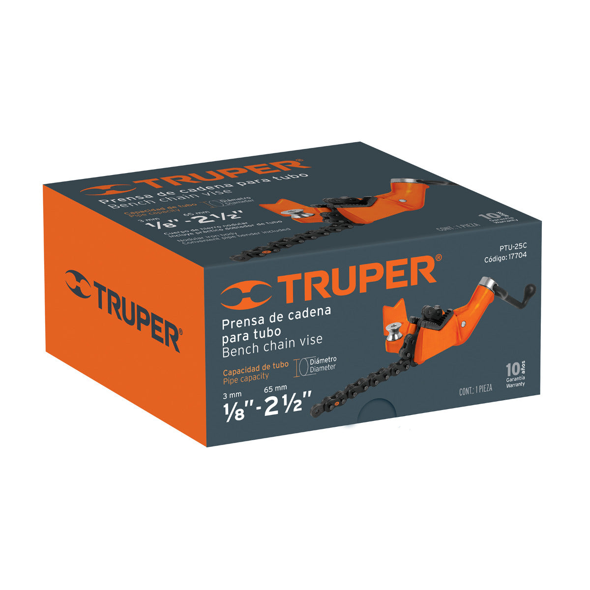 Prensa de Cadena 2-1/2" Profesional para Tubos