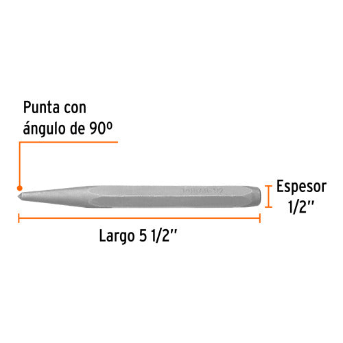 Punzón 1/2" Profesional para Marcar - 5.5" Largo