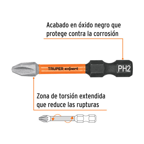 Juego 5 Puntas Impacto PHILLIPS PH2 - Alta Durabilidad