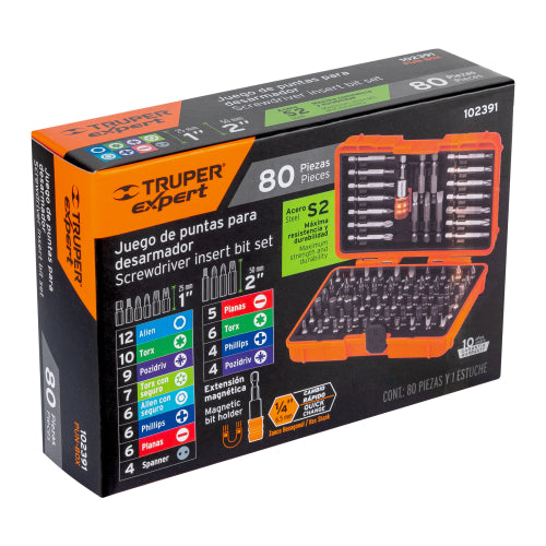 Juego de 80 Puntas Mixtas 1" y 2" - Alta Durabilidad