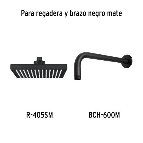 Regadera Cuadrada ABS Negra 8" - Ideal para Riego Preciso