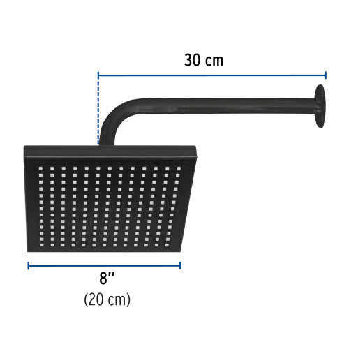 Regadera Cuadrada ABS Negra 8" - Ideal para Riego Preciso