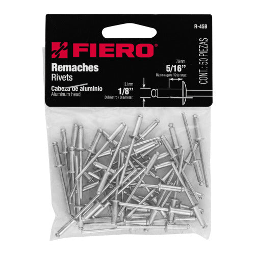 Remaches de Acero 1/8" Agarres 5/16" - Bolsa de 50
