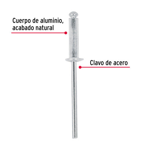 Remaches de Acero 1/8" Agarres 5/16" - Bolsa de 50