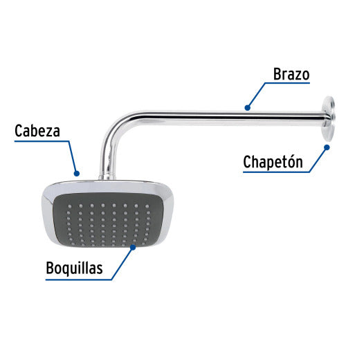 Regadera de ABS con Cabeza Redonda y Brazo Extendido