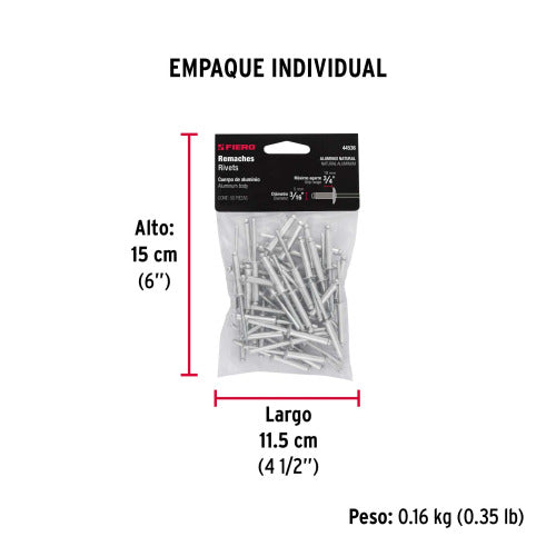 Remaches Durables 3/16' x 3/4' - Pack de 50