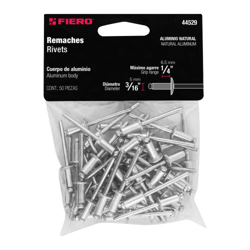 Remaches de Acero 3/16" - Bolsa de 50 para Ensambles Duraderos