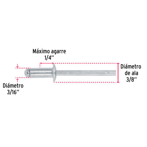 Remaches de Acero 3/16" - Bolsa de 50 para Ensambles Duraderos