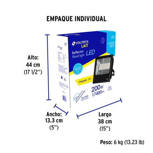 Reflector LED Delgado 200W - Alta Potencia y Eficiencia